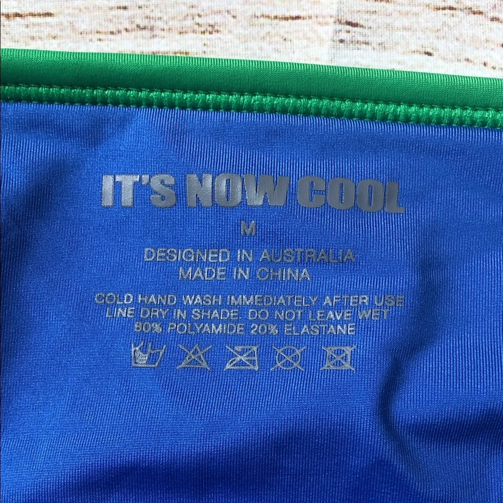 It’s Now Cool Blue Colorblock‎ Bikini Bottom with Green & Purple Trim